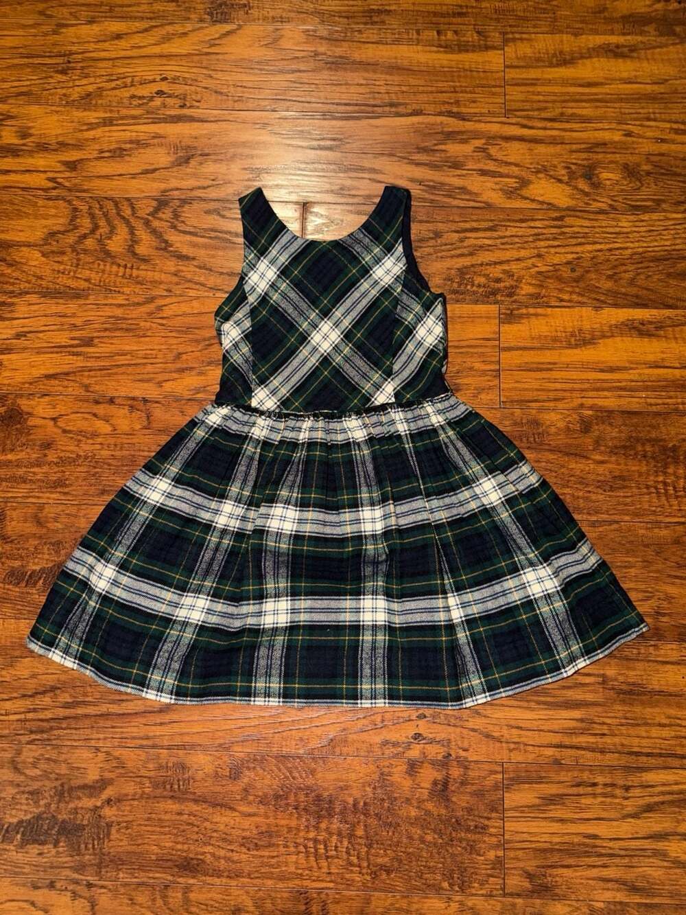 Polo Ralph Lauren Plaid Dress Size 5 Green Blue Cotton